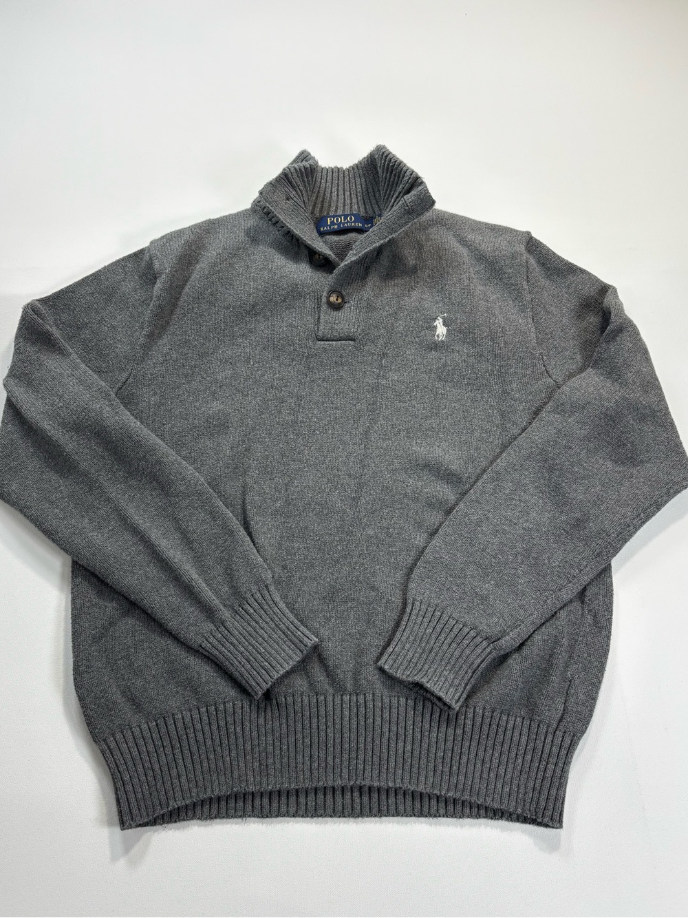 Polo Ralph Lauren Men’s Gray Zip-Style Shawl Collar Sweater